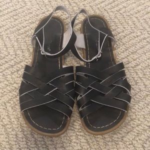 Salt Water sandals in black leather